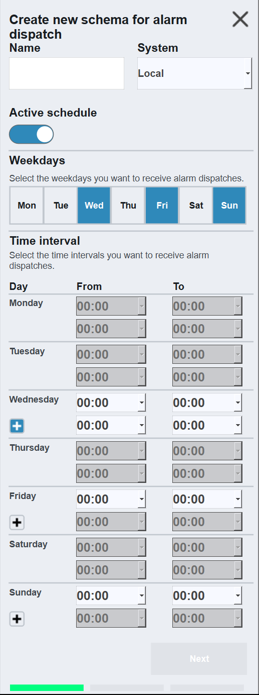 New schedule step 1