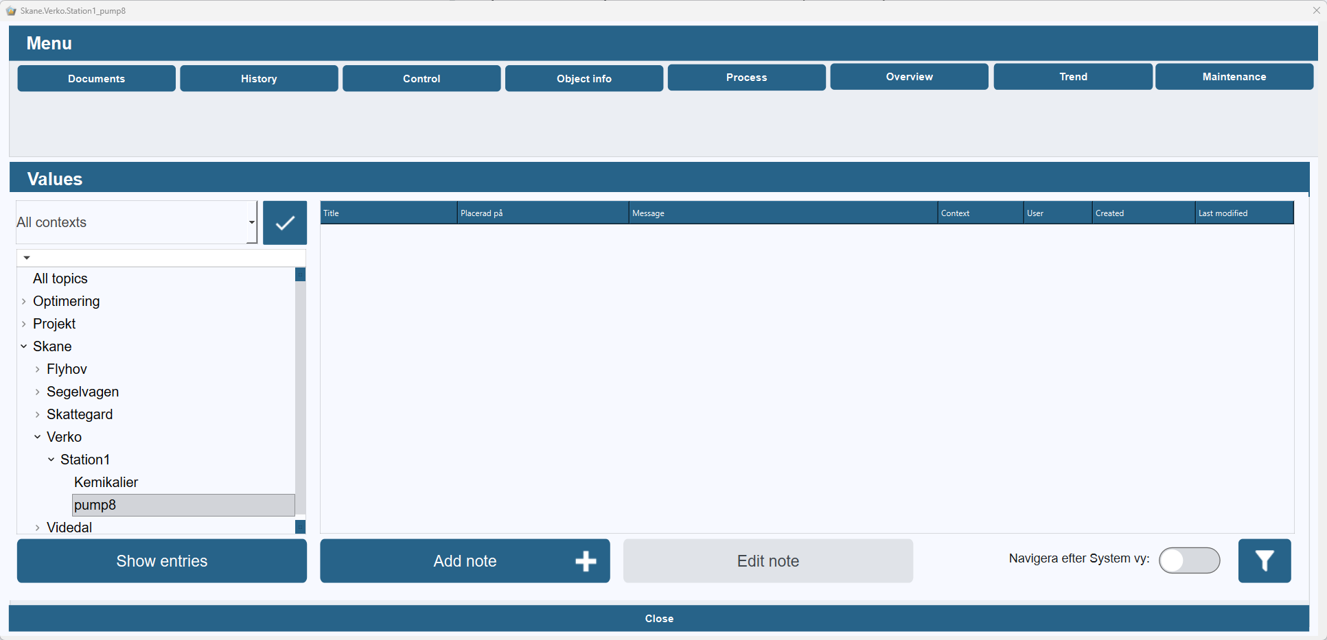Logbook tab in the object popup