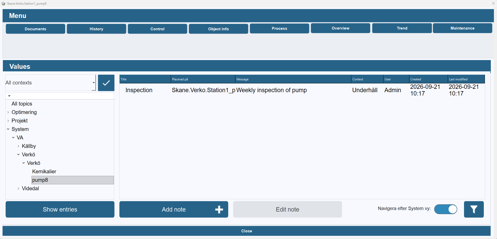 Logbook popup